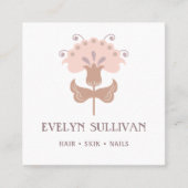 bohoフォークアートフラワーロゴスクエアビジネスカード スクエア名刺 (正面)