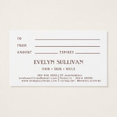 bohoフォークアート花ギフトカード (裏面)