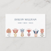 bohoフォークアート花qrコード名刺 名刺 (正面)