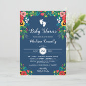 Bohoフォーク花の足跡ベビーシャワー 招待状 (スタンド正面)
