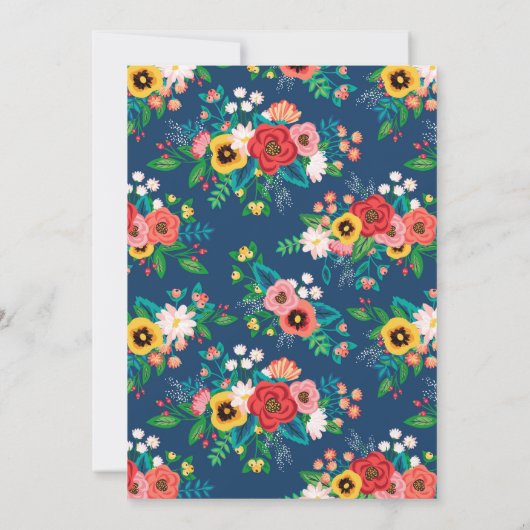 Bohoフォーク花の足跡ベビーシャワー 招待状 (裏面)