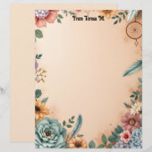 Bohoフラワーズフェザーとドリームキャッチャー レターヘッド (正面/裏面)