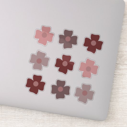 Bohoフラワーピンク自然トーンステッカー シール (詳細)