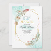 Bohoフラワーフレームベビーシャワー招待状 招待状 (正面)