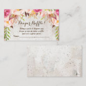 bohoフラワーベビーシャワーおむつラッフルカード エンクロージャーカード (正面/裏面)