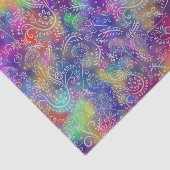 BohoフラワーホワイトラインアートTie染めルック 薄葉紙 (詳細)