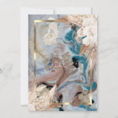 Bohoフラワー金ゴールドフレーム、バラ金ゴールド、大理石退職後 招待状 (裏面)