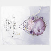 BOHOフルムーンアメジスト水彩天空 フリースブランケット (正面(横))