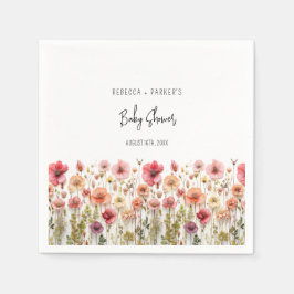 Bohoフレッシュフラワーベビーシャワー スタンダードカクテルナプキン