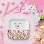 Bohoフレッシュフラワーベビーシャワー ペーパープレート (パーティー)