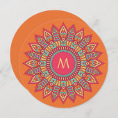 Bohoフレームのモノグラムカスタム招待状 招待状 (正面/裏面)