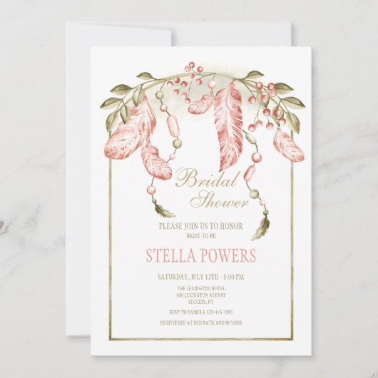 Bohoフレームシャワー 招待状 (正面)