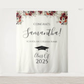 Bohoフローラおめでとう卒業写真の背景 タペストリー (正面)