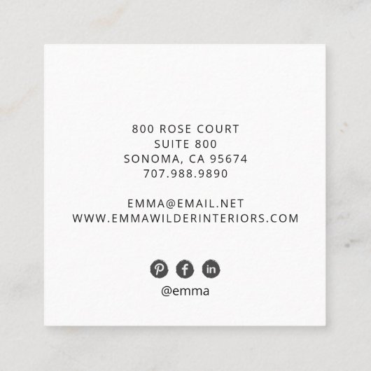 Bohoフローラつる植物名刺 スクエア名刺 (裏面)