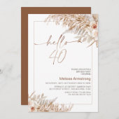 Bohoフローラとパンパスフレーム40歳 招待状 (正面/裏面)