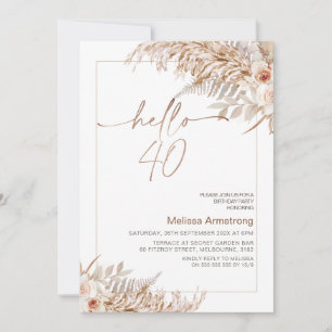 Bohoフローラとパンパスフレーム40歳 招待状