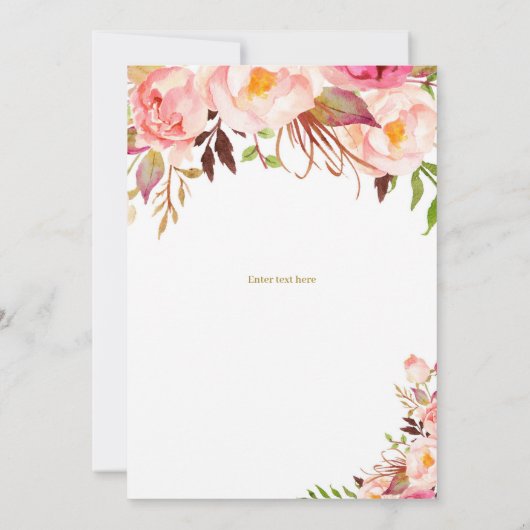 Bohoフローラと金ゴールドサプライズ80誕生日 招待状 (裏面)