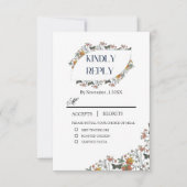 Bohoフローラと食事RSVPカード 出欠カード (正面)