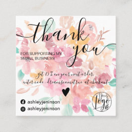 Bohoフローラの水の色の順序感謝していあなた スクエア名刺