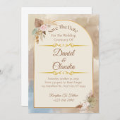 Bohoフローラアーチ日付を保存 – エレガントな結婚式 招待状 (正面/裏面)