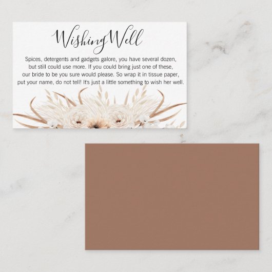 Bohoフローラウィングウェルブライダルシャワーカード 名刺 (正面/裏面)