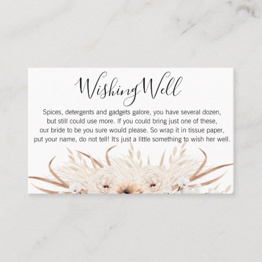 Bohoフローラウィングウェルブライダルシャワーカード 名刺 (正面)