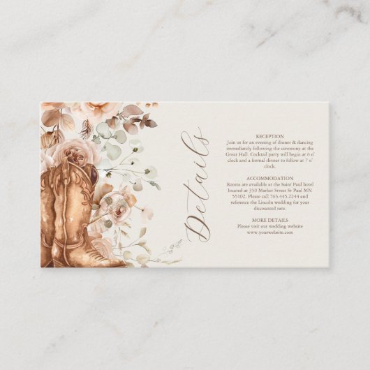 Bohoフローラウェスタン結婚ズのエンクロージャカード エンクロージャーカード (正面)