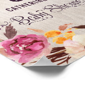 Bohoフローラウェルカムサインベビー素朴シャワーデコール ポスター (角)