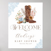 Bohoフローラウエスタンブルーカウボーイブーツへようこそ ポスター (正面)