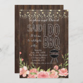 BohoフローラウッドストリングライトI do BBQ招待状 招待状 (正面/裏面)