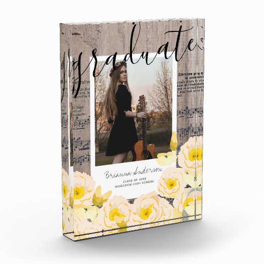 Bohoフローラウッドミュージック卒業フォトブロック フォトブロック (左)