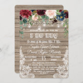 BohoフローラウッドメイソンジャールライツBBQをする 招待状 (正面/裏面)