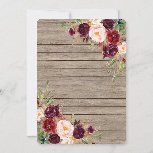 BohoフローラウッドメイソンジャールライツBBQをする 招待状 (裏面)