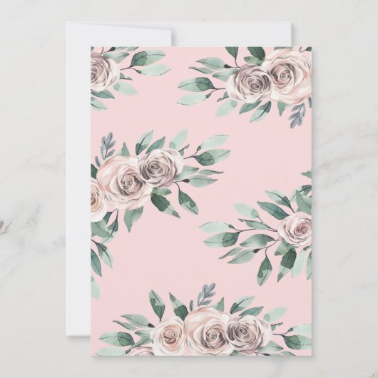 Bohoフローラウッドランド動物ガールベビーシャワー 招待状 (裏面)