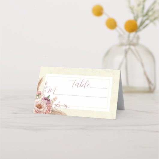 Bohoフローラエレガントなウェディングシート座席表 プレイスカード (正面)
