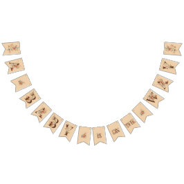 Bohoフローラオンテクスチャタンベビーシャワー バンティングフラッグ