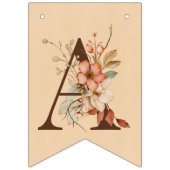 Bohoフローラオンテクスチャタンベビーシャワー バンティングフラッグ (第2の旗)