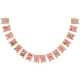 Bohoフローラオンテクスチャピンクベビーシャワー バンティングフラッグ