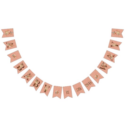 Bohoフローラオンテクスチャピンクベビーシャワー バンティングフラッグ (全)