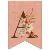 Bohoフローラオンテクスチャピンクベビーシャワー バンティングフラッグ (第2の旗)