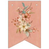 Bohoフローラオンテクスチャピンクベビーシャワー バンティングフラッグ (第1の旗)