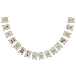 Bohoフローラオンテクスチャブルーベビーシャワー バンティングフラッグ