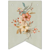 Bohoフローラオンテクスチャブルーベビーシャワー バンティングフラッグ (第1の旗)