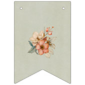 Bohoフローラオンテクスチャブルーベビーシャワー バンティングフラッグ (第3の旗)