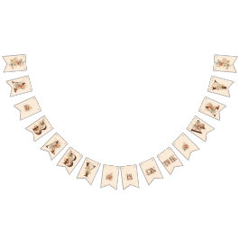 Bohoフローラオンテクスチャードアイボリーベビーシャワー バンティングフラッグ