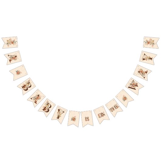 Bohoフローラオンテクスチャードアイボリーベビーシャワー バンティングフラッグ (全)