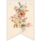 Bohoフローラオンテクスチャードアイボリーベビーシャワー バンティングフラッグ (第1の旗)