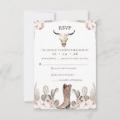 Bohoフローラカクタスロデオ21歳の誕生日RSVPカード 出欠カード (正面)