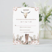 Bohoフローラカクタスロデオ21歳の誕生日RSVPカード 出欠カード (スタンド正面)