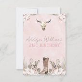 Bohoフローラカクタスロデオ21歳の誕生日RSVPカード 出欠カード (裏面)